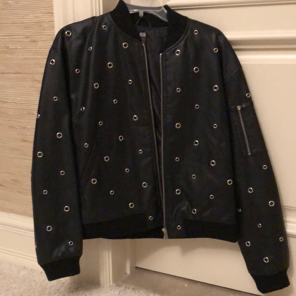Leather bomber jacket